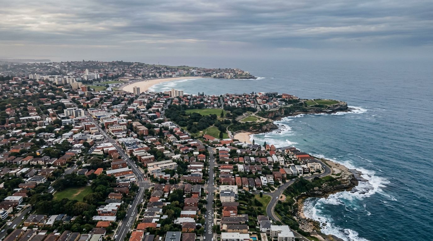 Aerial view of Waverley in cloudy weather
