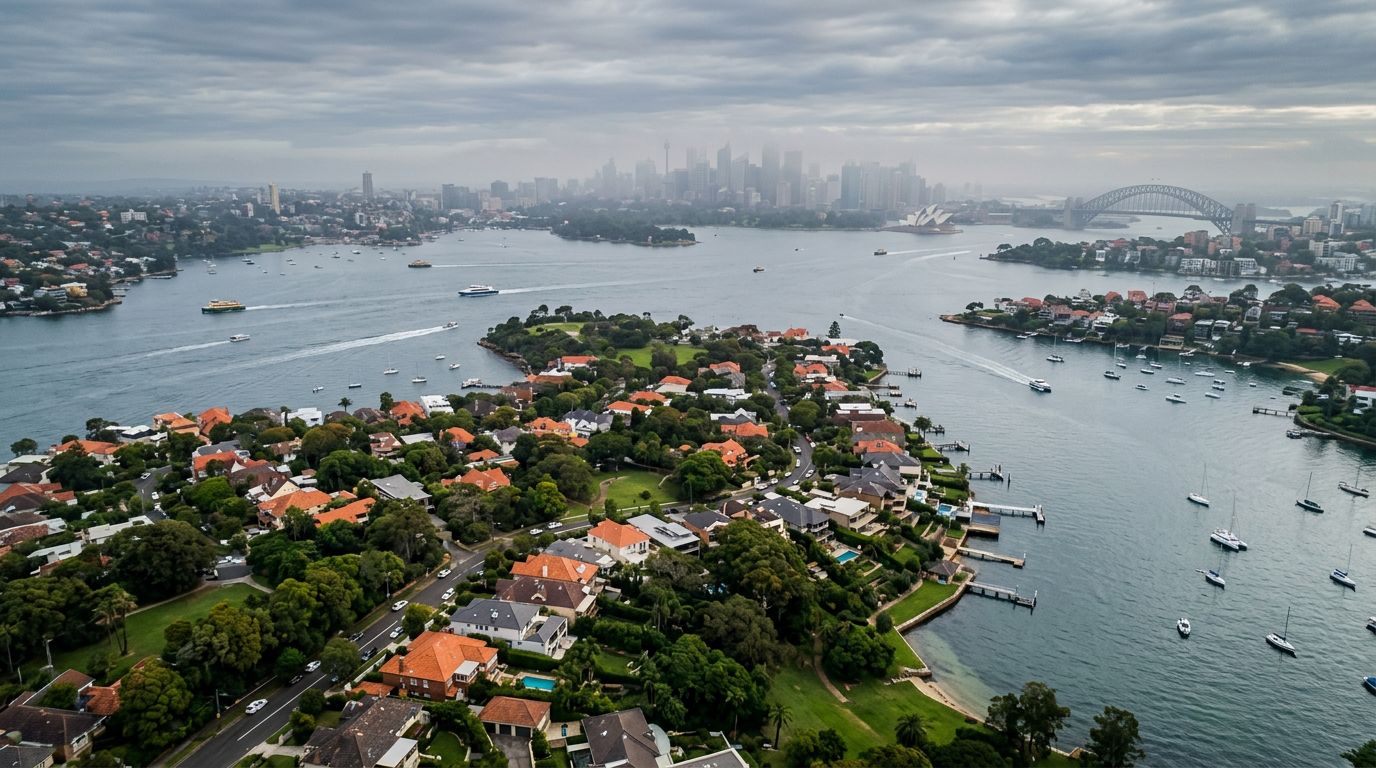 Aerial view of Cremorne in cloudy weather