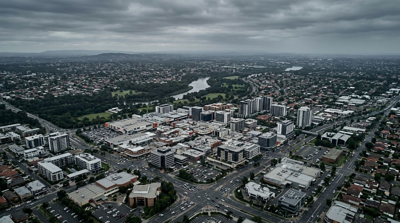 Aerial view of Liverpool in cloudy weather