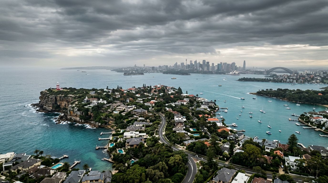 Aerial view of Vaucluse in cloudy weather